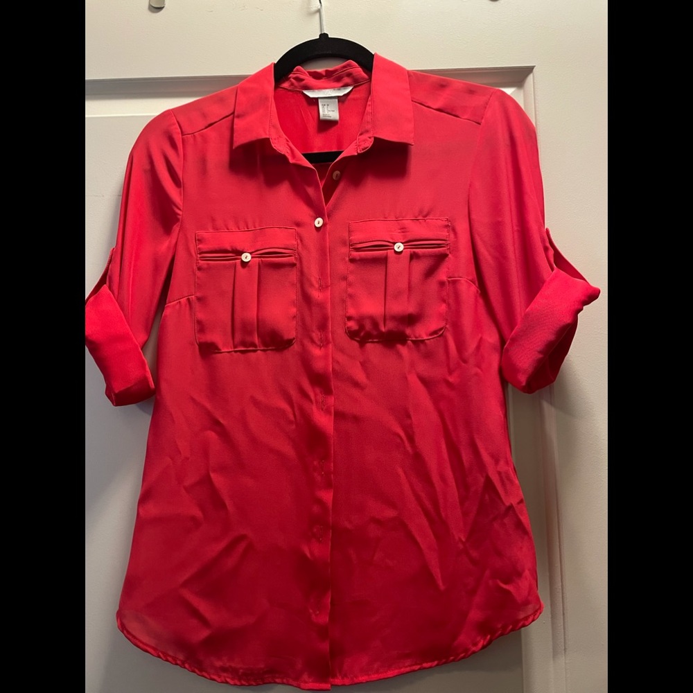 Hot pink button down size 2 H & M